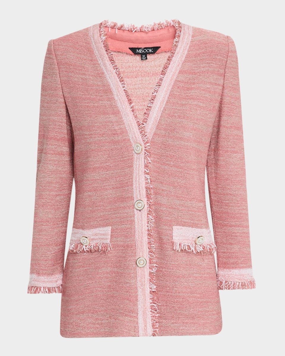 Heritage Fringe-Trim Melange Knit Jacket